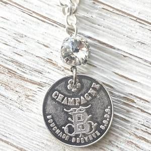 NEW VB & CO. champagne french coin necklace in matte silver